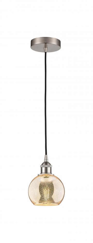 Athens - 1 Light - 6 inch - Brushed Satin Nickel - Cord hung - Mini Pendant