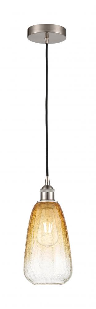 Brookhaven Almond - 1 Light - 6 inch - Brushed Satin Nickel - Cord hung - Mini Pendant