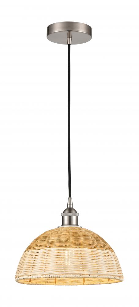 Natural Ballston Dome - 1 Light - 6 inch - Brushed Satin Nickel - Cord hung - Mini Pendant