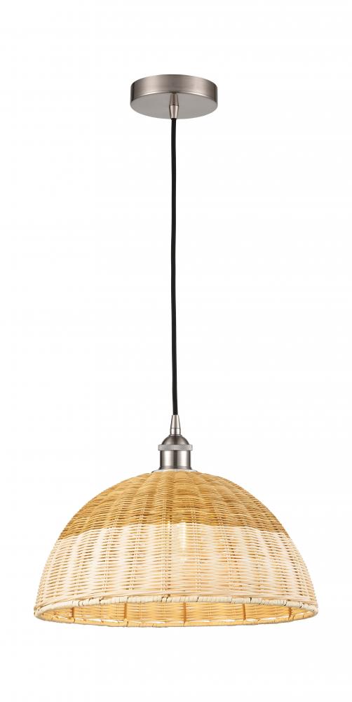 Natural Ballston Dome - 1 Light - 6 inch - Brushed Satin Nickel - Cord hung - Mini Pendant