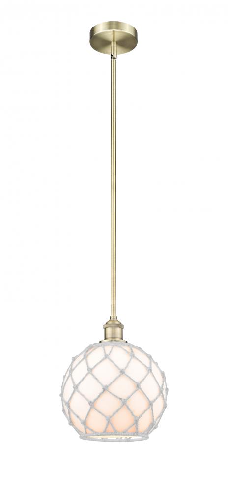 Farmhouse Rope - 1 Light - 10 inch - Antique Brass - Stem hung - Mini Pendant