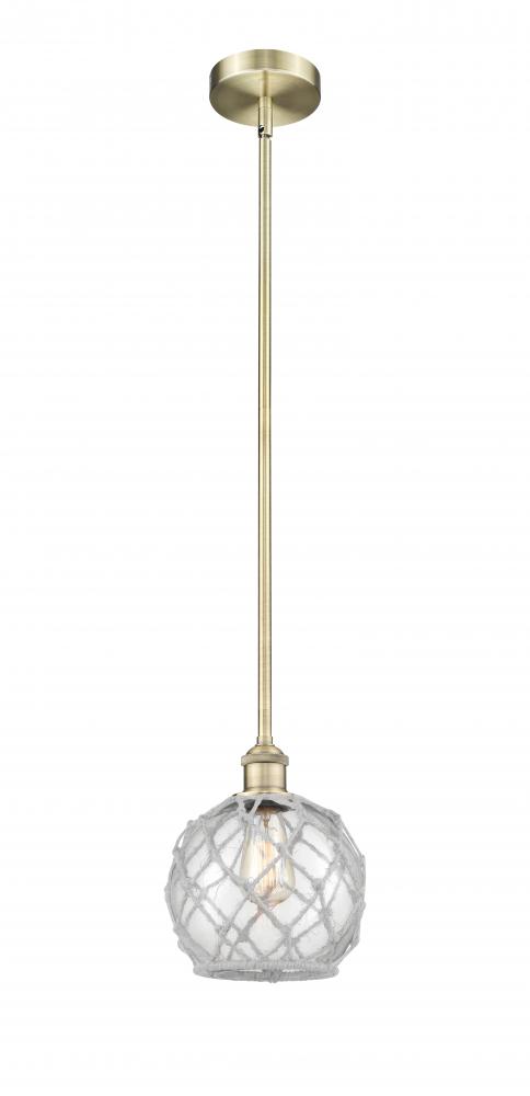 Farmhouse Rope - 1 Light - 8 inch - Antique Brass - Stem hung - Mini Pendant