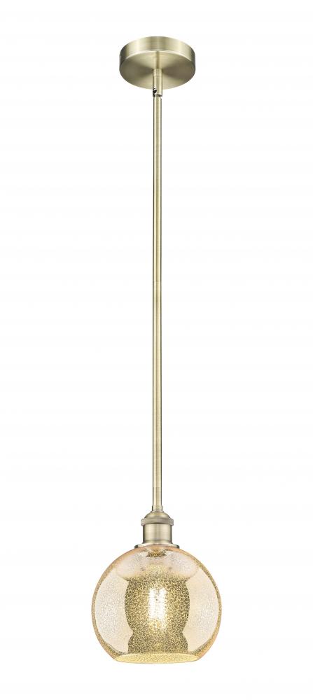 Athens - 1 Light - 8 inch - Antique Brass - Stem hung - Mini Pendant
