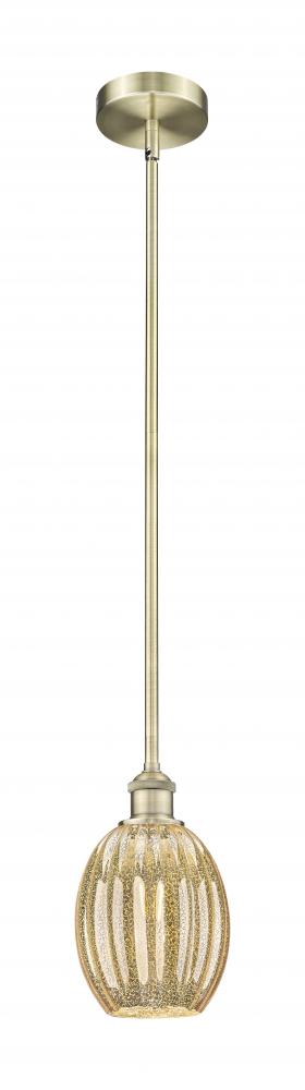 Preston Bulb - 1 Light - 6 inch - Antique Brass - Stem hung - Mini Pendant