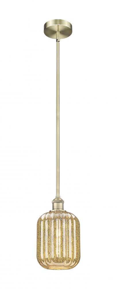 Preston Cylinder - 1 Light - 7 inch - Antique Brass - Stem hung - Mini Pendant