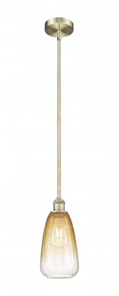 Brookhaven Almond - 1 Light - 6 inch - Antique Brass - Stem hung - Mini Pendant
