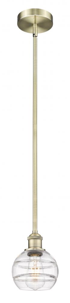 Rochester - 1 Light - 6 inch - Antique Brass - Stem hung - Mini Pendant