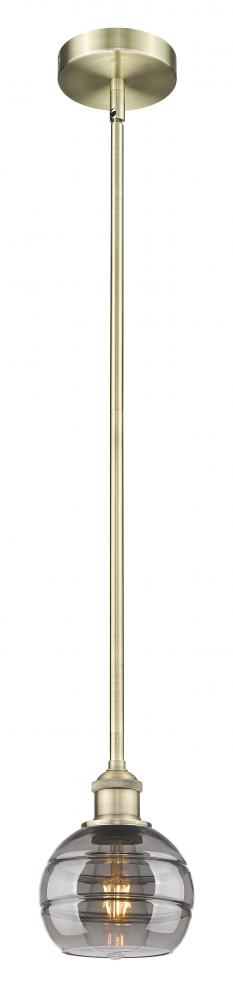 Rochester - 1 Light - 6 inch - Antique Brass - Stem hung - Mini Pendant
