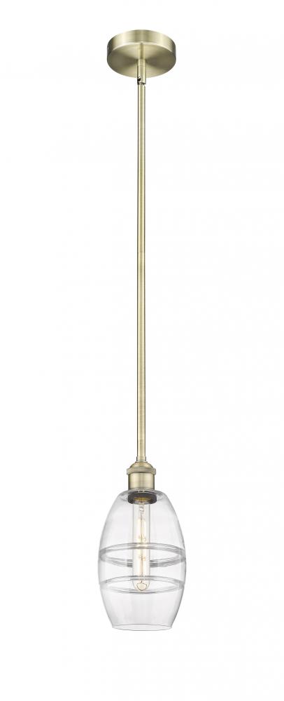 Vaz - 1 Light - 6 inch - Antique Brass - Stem hung - Mini Pendant