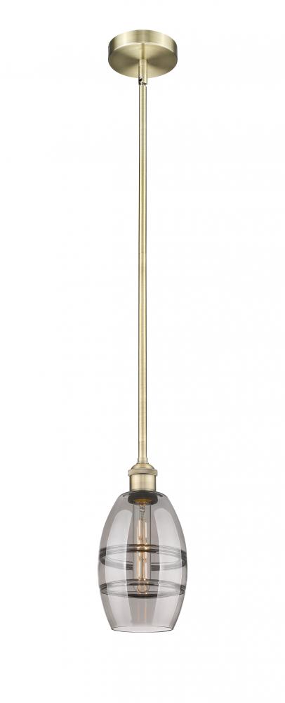Vaz - 1 Light - 6 inch - Antique Brass - Stem hung - Mini Pendant