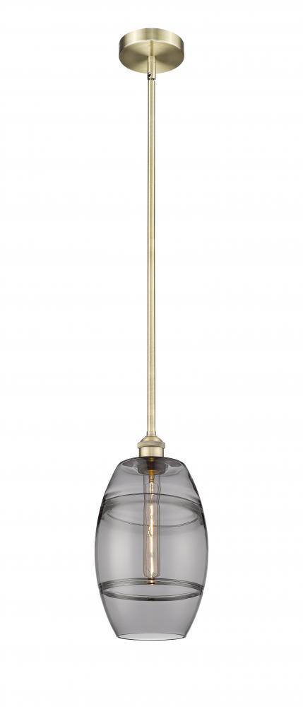 Vaz - 1 Light - 8 inch - Antique Brass - Stem hung - Mini Pendant