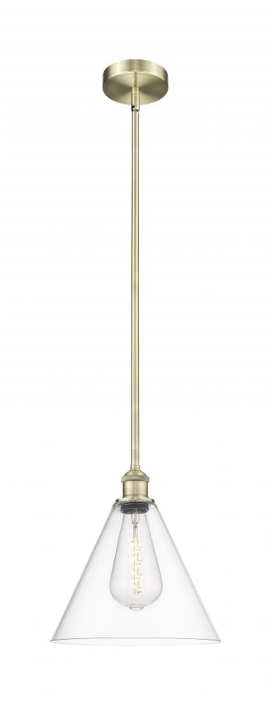 Berkshire - 1 Light - 12 inch - Antique Brass - Stem hung - Mini Pendant
