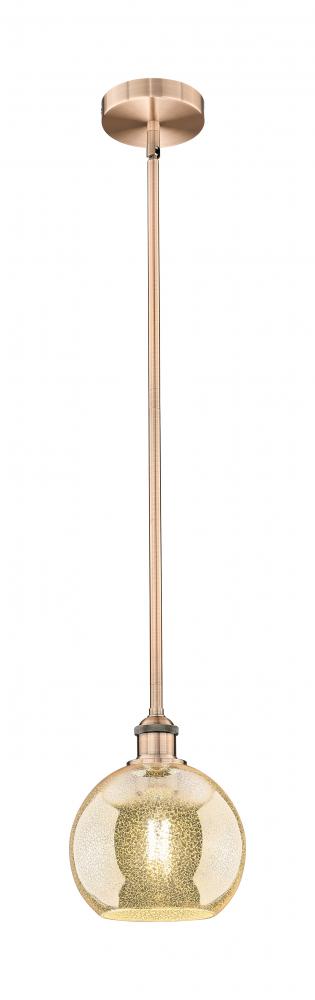 Athens - 1 Light - 8 inch - Antique Copper - Stem hung - Mini Pendant