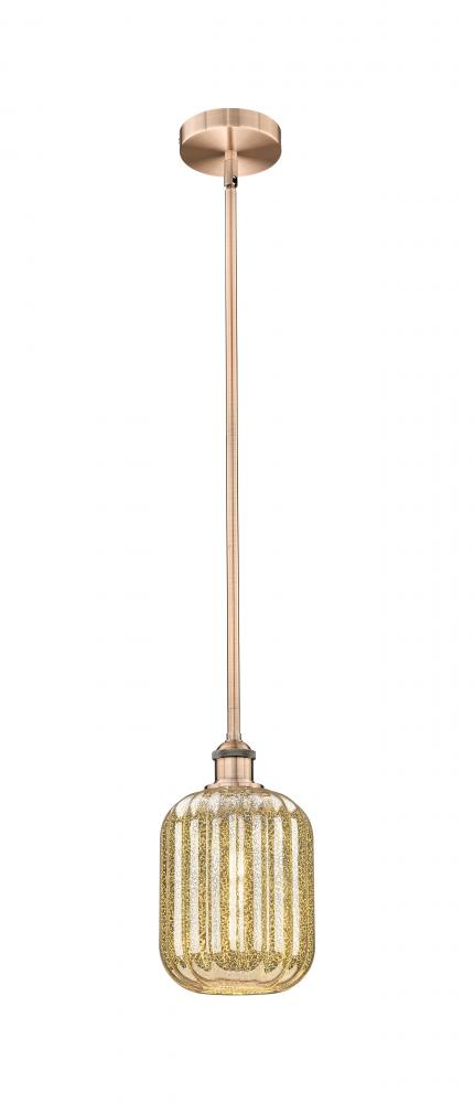 Preston Cylinder - 1 Light - 7 inch - Antique Copper - Stem hung - Mini Pendant