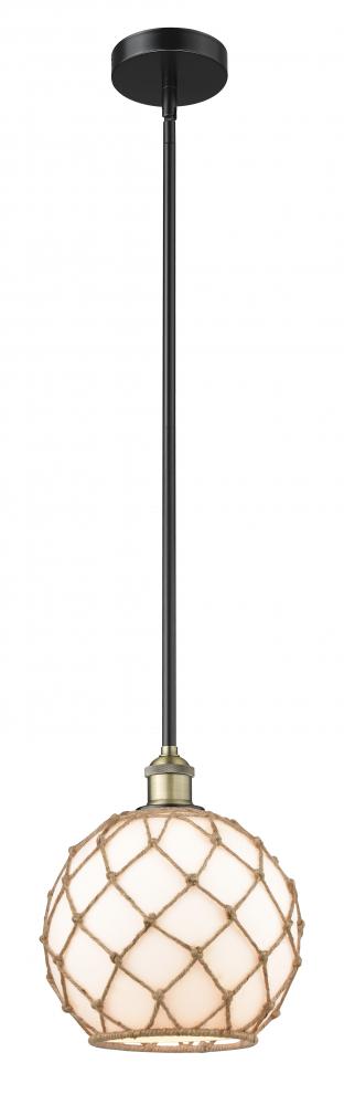 Farmhouse Rope - 1 Light - 10 inch - Black Antique Brass - Stem hung - Mini Pendant