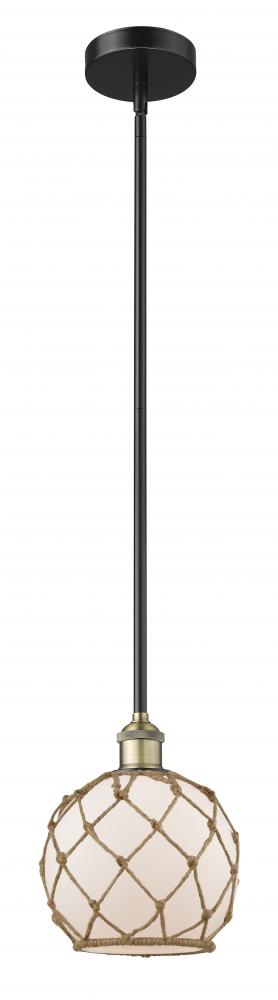 Farmhouse Rope - 1 Light - 8 inch - Black Antique Brass - Stem hung - Mini Pendant