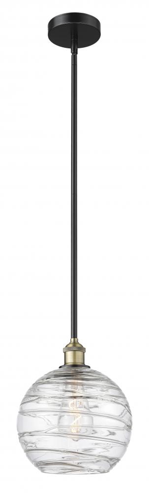 Athens Deco Swirl - 1 Light - 10 inch - Black Antique Brass - Stem hung - Mini Pendant