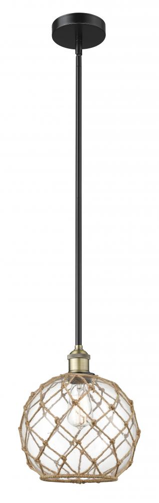 Farmhouse Rope - 1 Light - 10 inch - Black Antique Brass - Stem hung - Mini Pendant