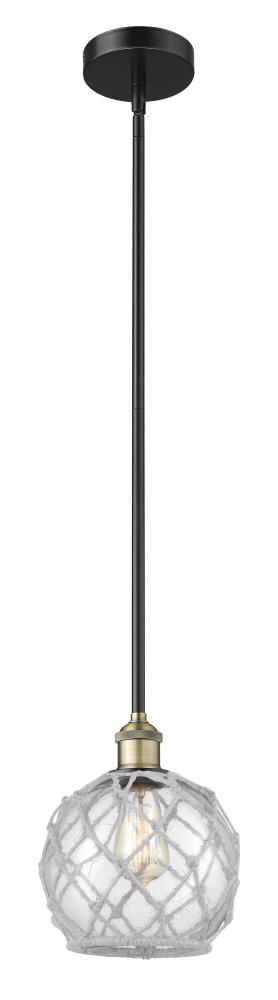 Farmhouse Rope - 1 Light - 8 inch - Black Antique Brass - Stem hung - Mini Pendant