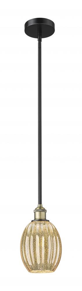 Preston Bulb - 1 Light - 6 inch - Black Antique Brass - Stem hung - Mini Pendant