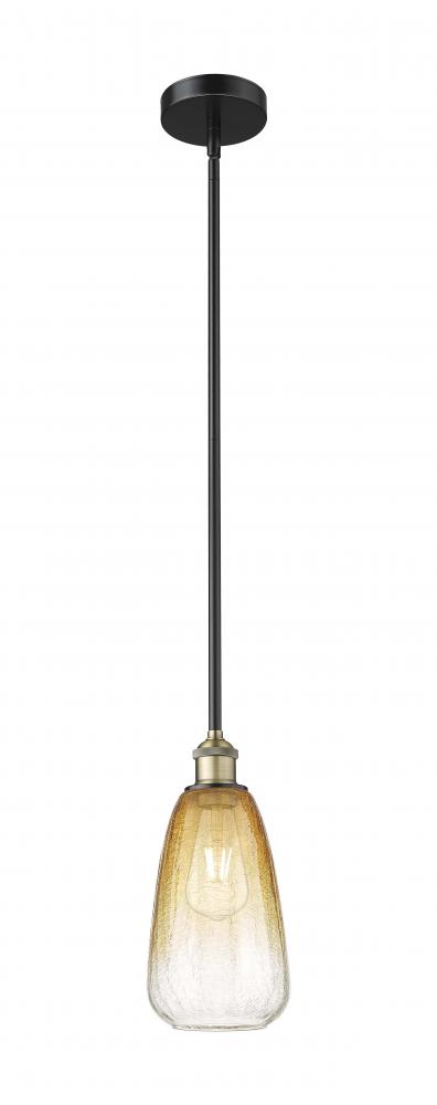 Brookhaven Almond - 1 Light - 6 inch - Black Antique Brass - Stem hung - Mini Pendant