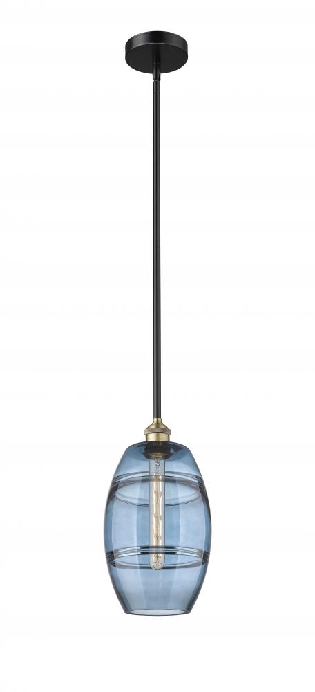 Vaz - 1 Light - 8 inch - Black Antique Brass - Stem hung - Mini Pendant