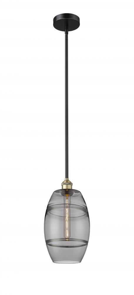 Vaz - 1 Light - 8 inch - Black Antique Brass - Stem hung - Mini Pendant