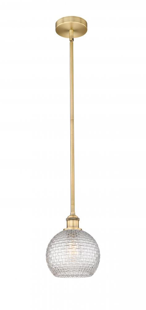 Athens - 1 Light - 8 inch - Brushed Brass - Stem hung - Mini Pendant