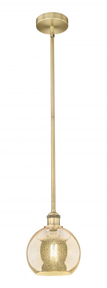 Athens - 1 Light - 8 inch - Brushed Brass - Stem hung - Mini Pendant