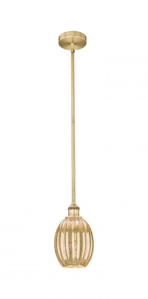Preston Bulb - 1 Light - 6 inch - Brushed Brass - Stem hung - Mini Pendant