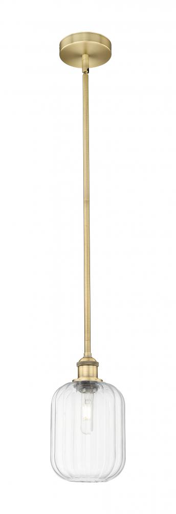 Preston Cylinder - 1 Light - 7 inch - Brushed Brass - Stem hung - Mini Pendant