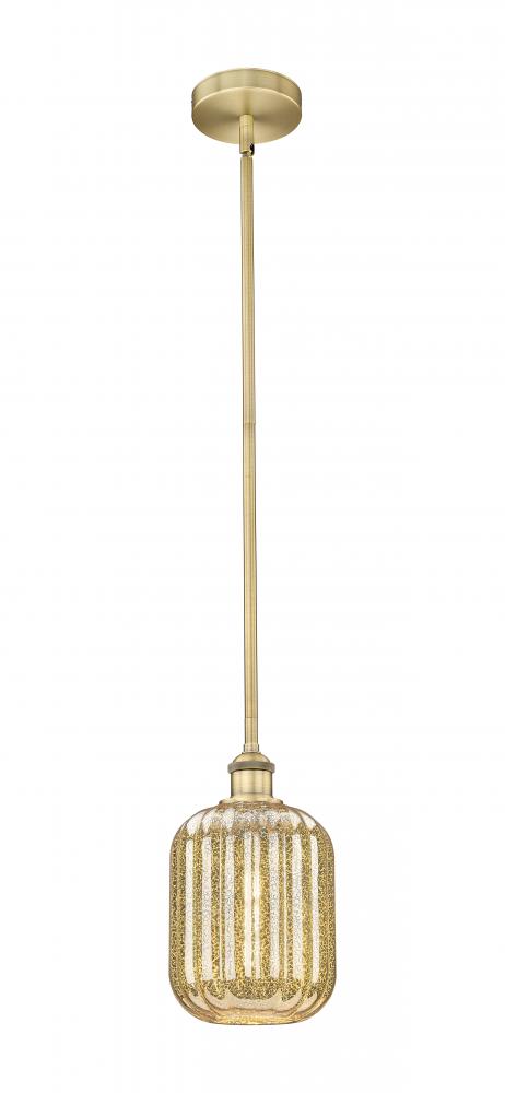 Preston Cylinder - 1 Light - 7 inch - Brushed Brass - Stem hung - Mini Pendant