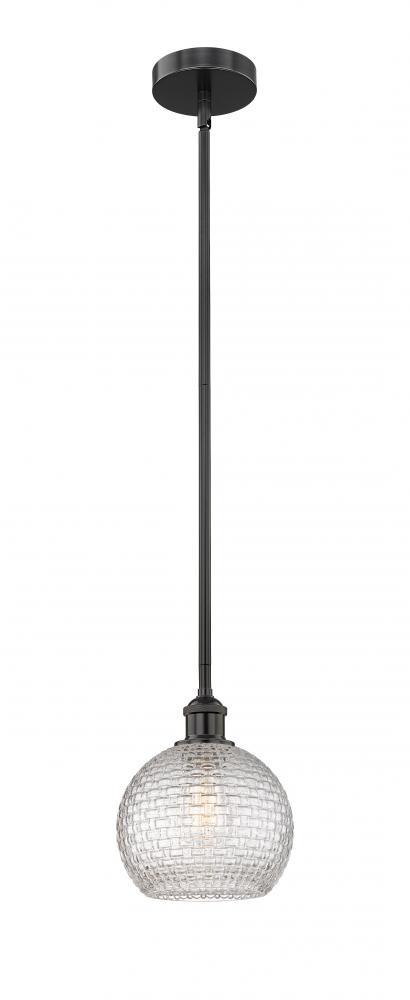 Athens - 1 Light - 8 inch - Matte Black - Stem hung - Mini Pendant