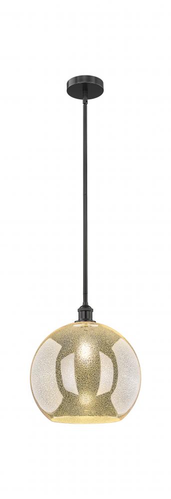 Athens - 1 Light - 14 inch - Matte Black - Stem hung - Pendant