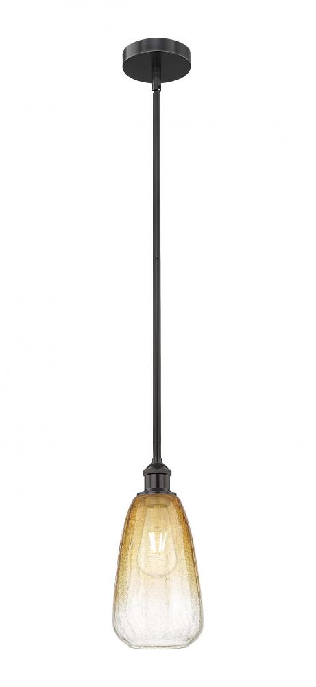 Brookhaven Almond - 1 Light - 6 inch - Matte Black - Stem hung - Mini Pendant