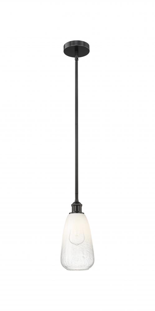 Brookhaven Almond - 1 Light - 6 inch - Matte Black - Stem hung - Mini Pendant