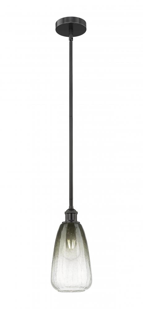 Brookhaven Almond - 1 Light - 6 inch - Matte Black - Stem hung - Mini Pendant