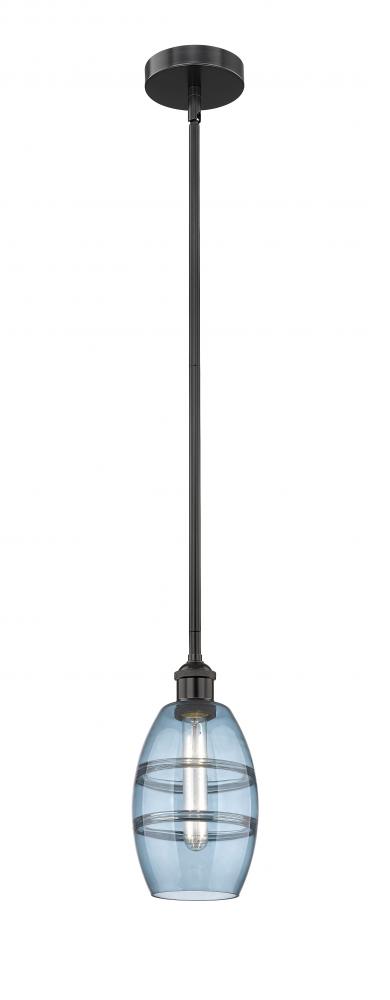 Vaz - 1 Light - 6 inch - Matte Black - Stem hung - Mini Pendant