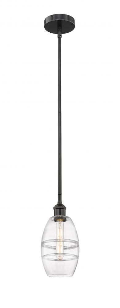 Vaz - 1 Light - 6 inch - Matte Black - Stem hung - Mini Pendant