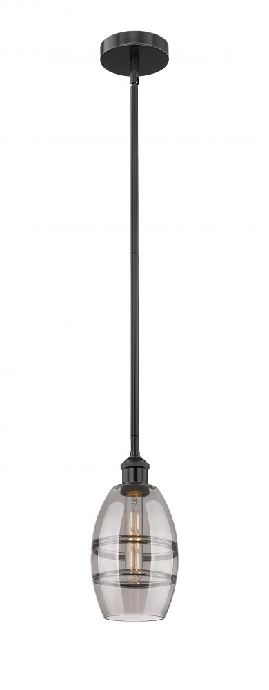 Vaz - 1 Light - 6 inch - Matte Black - Stem hung - Mini Pendant