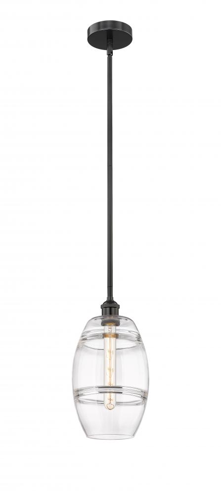 Vaz - 1 Light - 8 inch - Matte Black - Stem hung - Mini Pendant