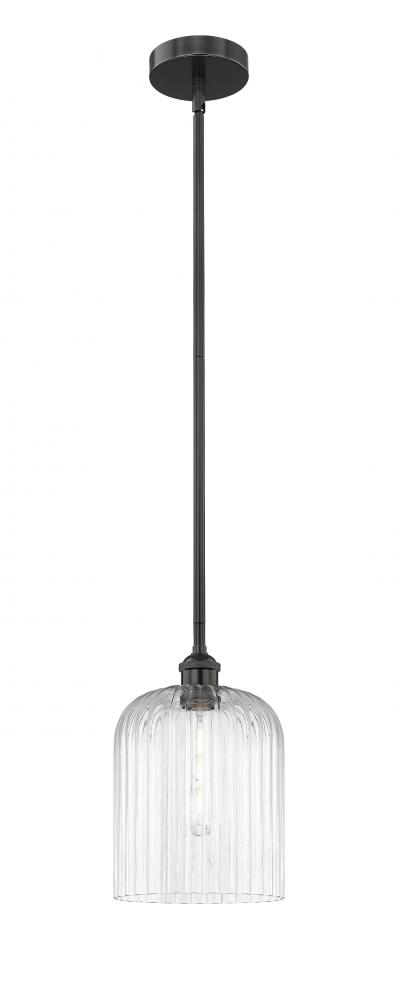 Bridal Veil - 1 Light - 5 inch - Matte Black - Stem hung - Mini Pendant