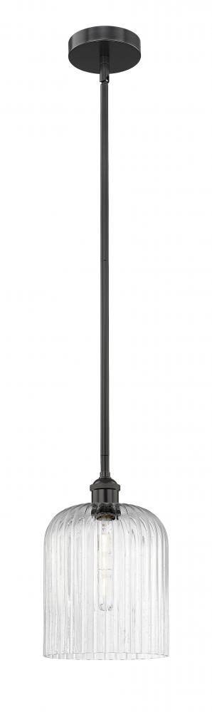 Bridal Veil - 1 Light - 5 inch - Matte Black - Stem hung - Mini Pendant