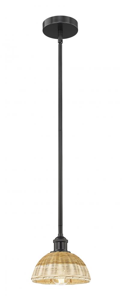 Bristol Natural II - 1 Light - 8 inch - Matte Black - Stem hung - Mini Pendant