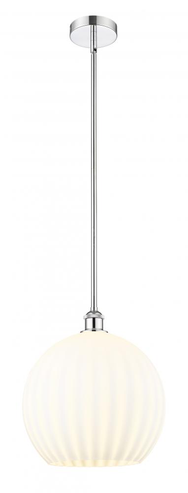 White Venetian - 1 Light - 14 inch - Polished Chrome - Stem Hung - Pendant