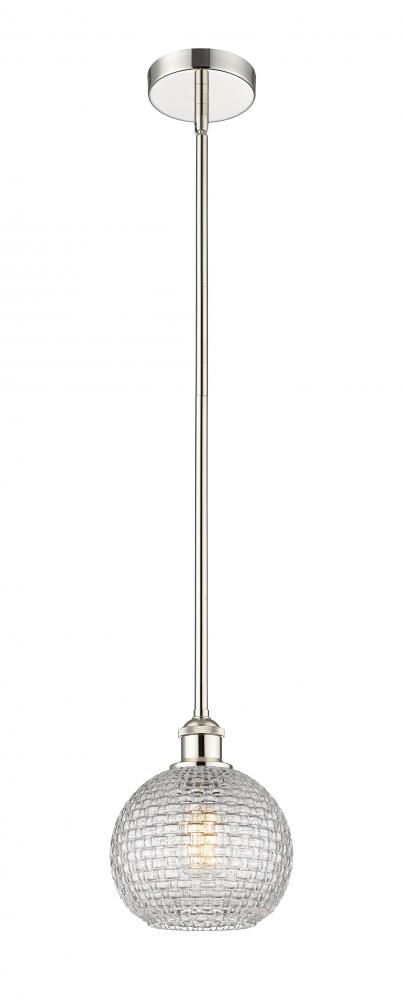 Athens - 1 Light - 8 inch - Polished Nickel - Stem hung - Mini Pendant