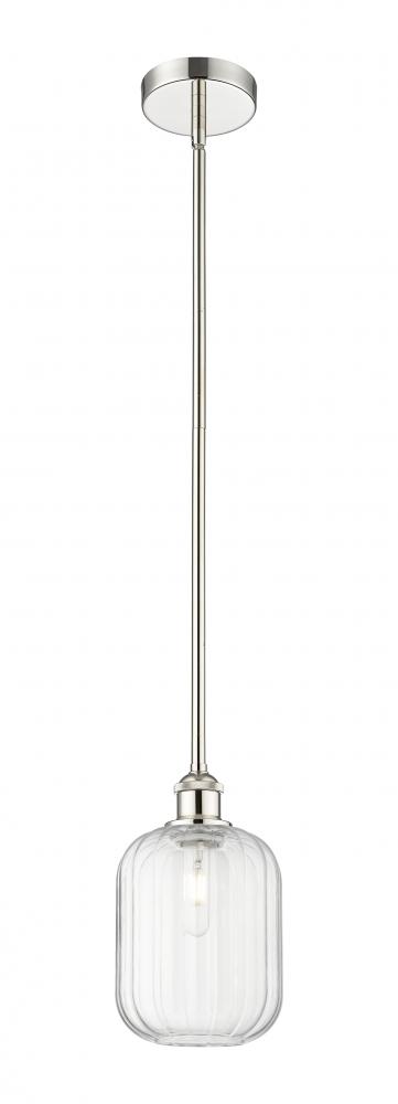 Preston Cylinder - 1 Light - 7 inch - Polished Nickel - Stem hung - Mini Pendant