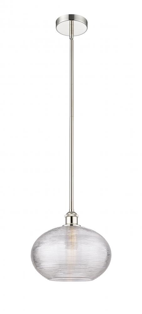 Ithaca - 1 Light - 12 inch - Polished Nickel - Stem hung - Mini Pendant