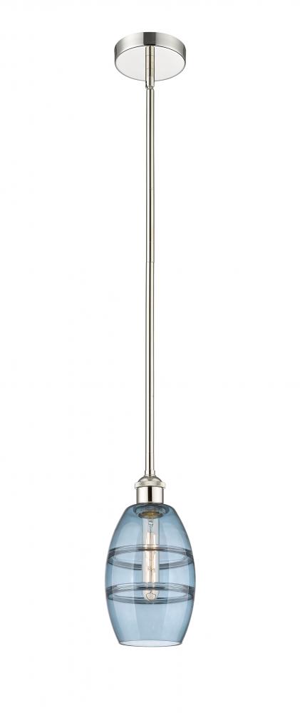 Vaz - 1 Light - 6 inch - Polished Nickel - Stem hung - Mini Pendant