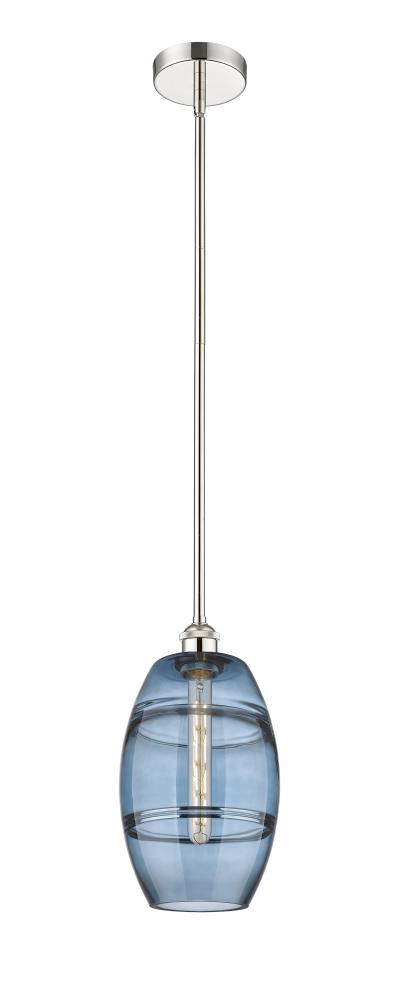 Vaz - 1 Light - 8 inch - Polished Nickel - Stem hung - Mini Pendant